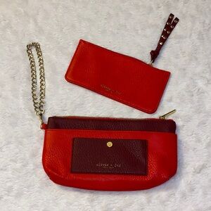 Olivia + Joy Red and Burgundy Leather Wristlet Duo